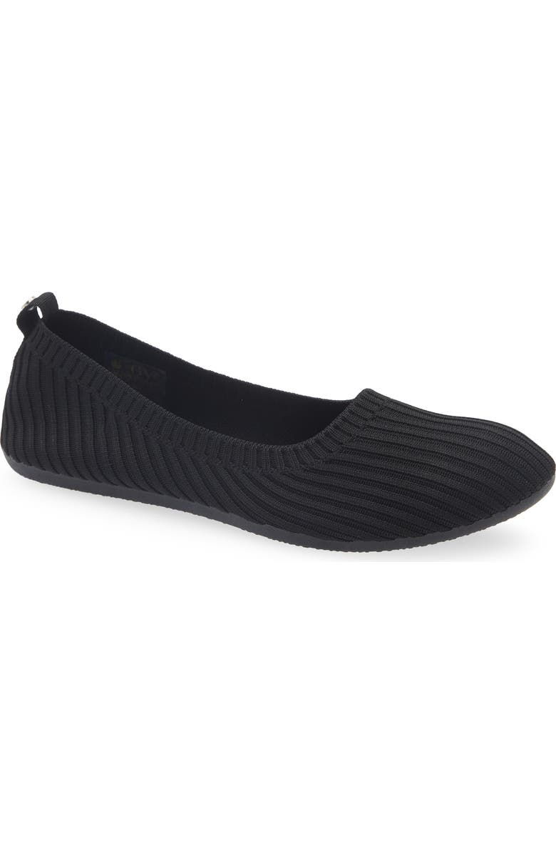 GLORIA VANDERBILT Jasmine Ribbed Knit Flat, Main, color, Black
