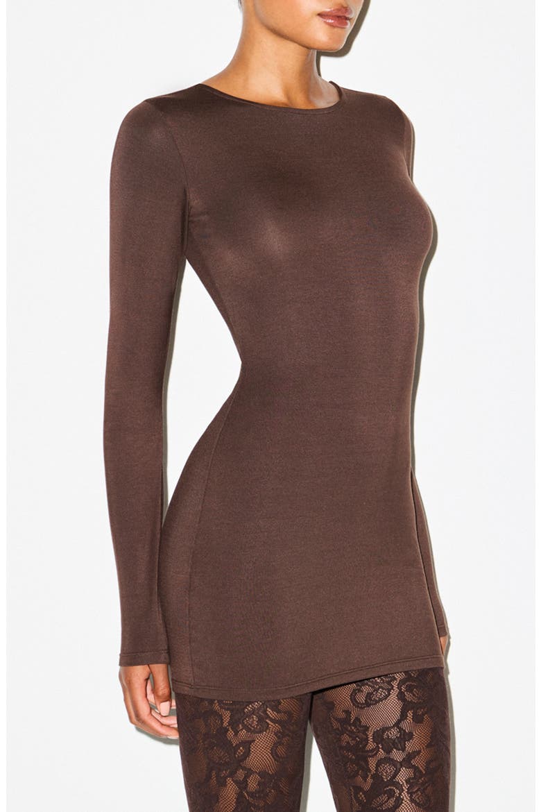 Smooth Layers Crewneck Long Sleeve Minidress, Alternate, color, ESPRESSO