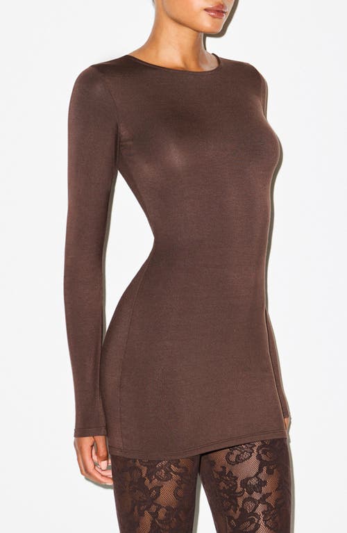 Skims Smooth Layers Crewneck Long Sleeve Minidress In Multi