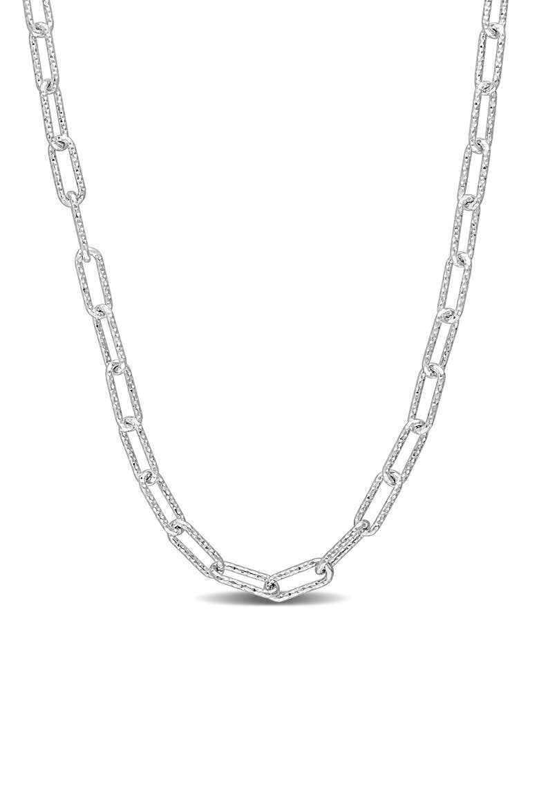 Textured Paper Clip Chain Necklace, Main, color, SILVER