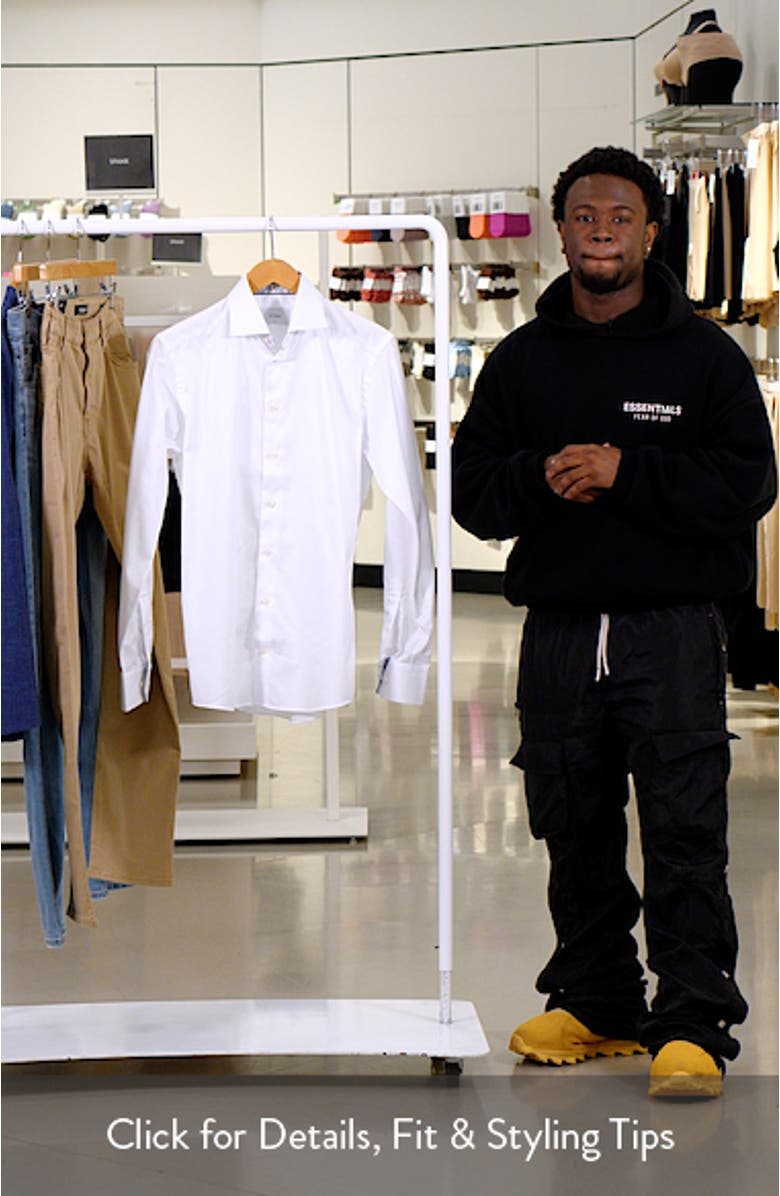 Slim Fit Solid White Cotton Twill Dress Shirt, sales video thumbnail