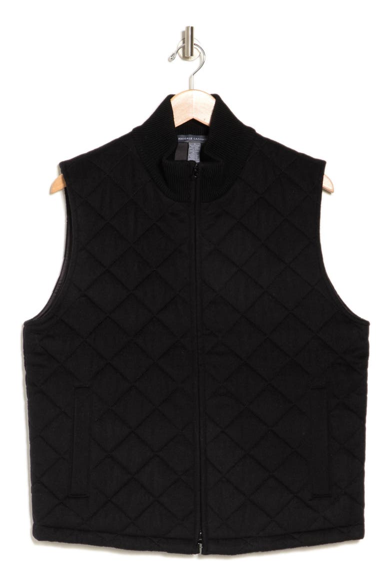 Diamond Quilt Wool & Cashmere Vest, Alternate, color, BLACK