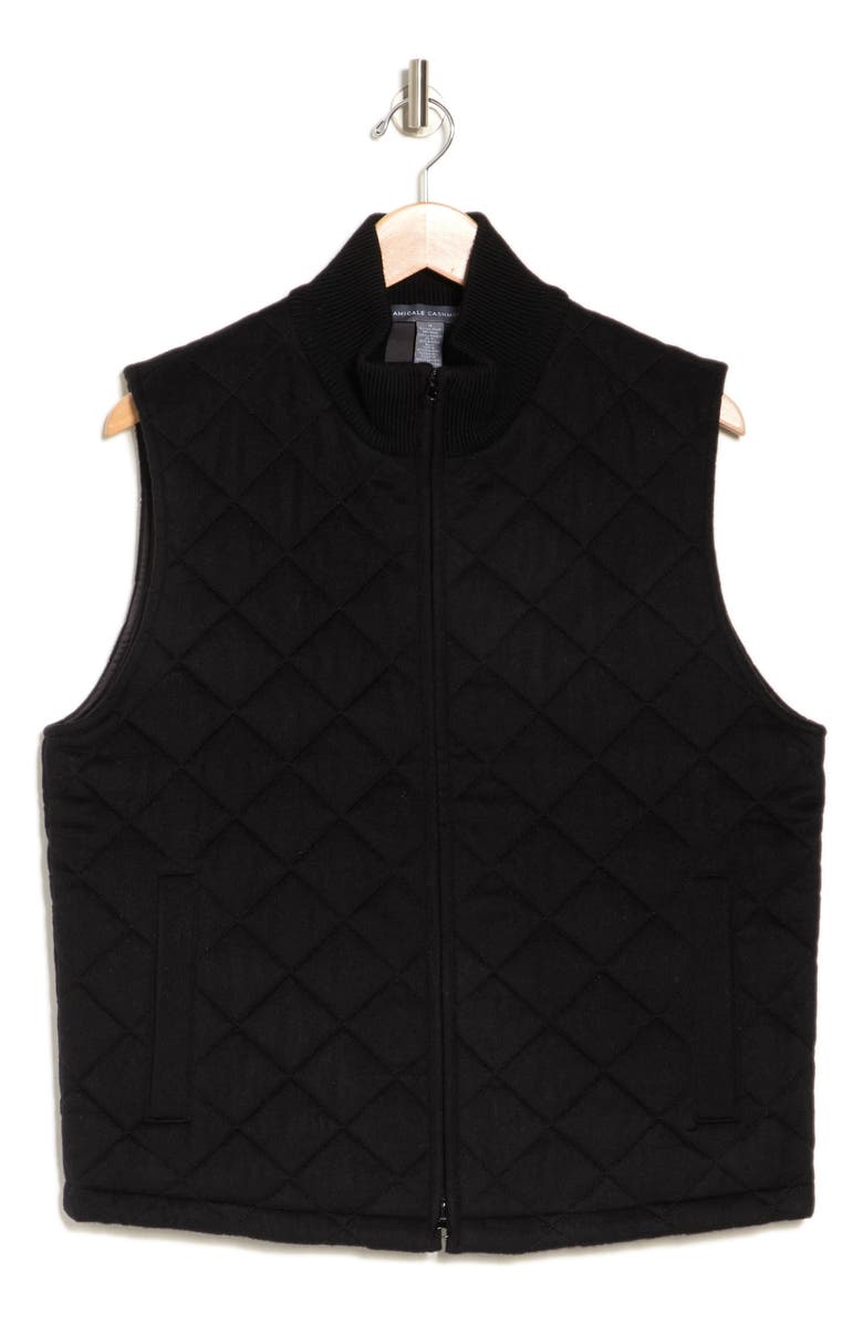 Amicale Diamond Quilt Wool & Cashmere Vest, Alternate, color, Black