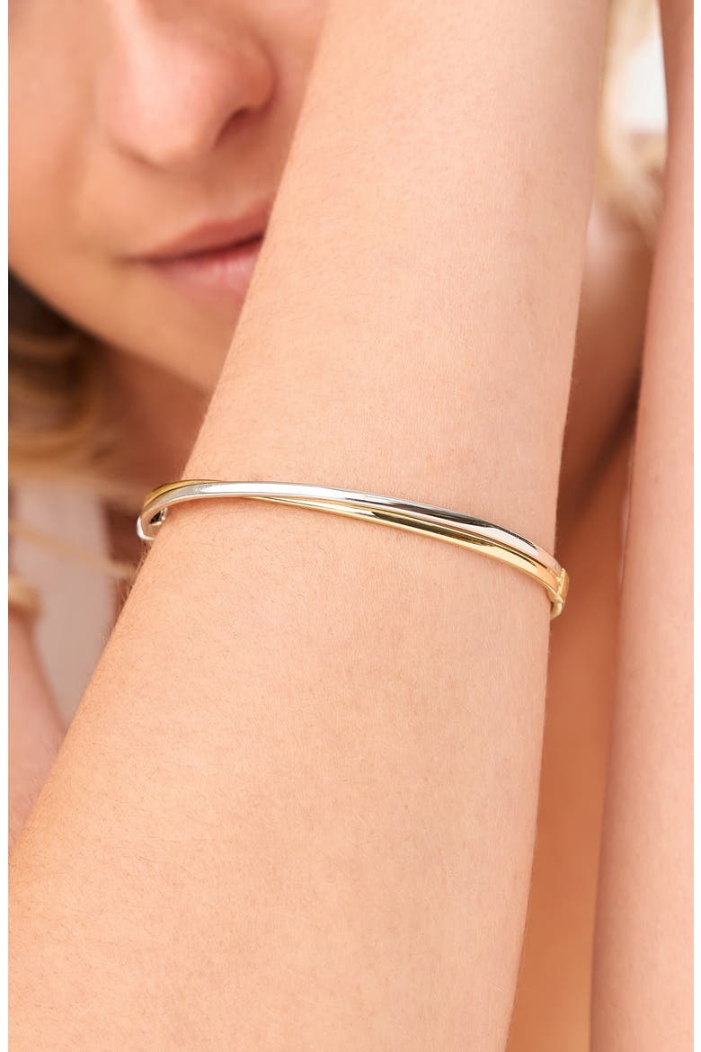 14K Gold Two Tone Double Bangle Bracelet (Online Trunk Show), Alternate, color, 14K TWO TONE
