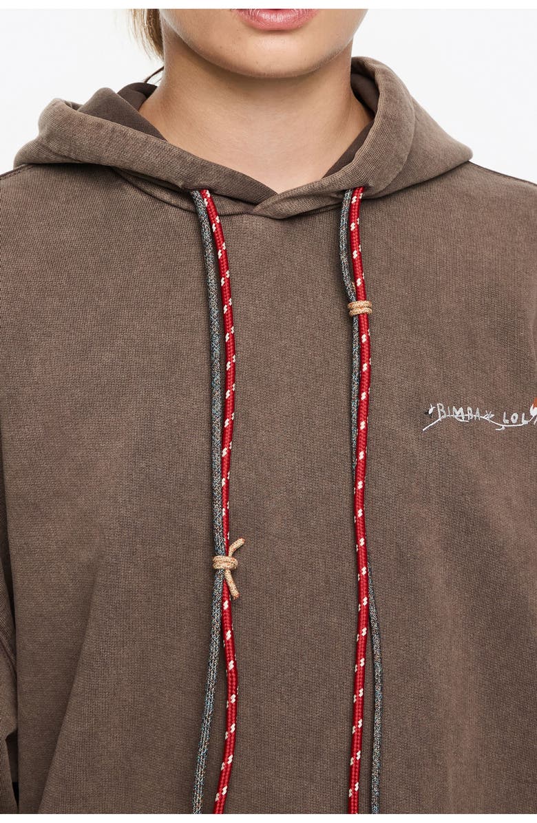 Bimba y Lola Floral Logo Hoodie, Alternate, color, Brown