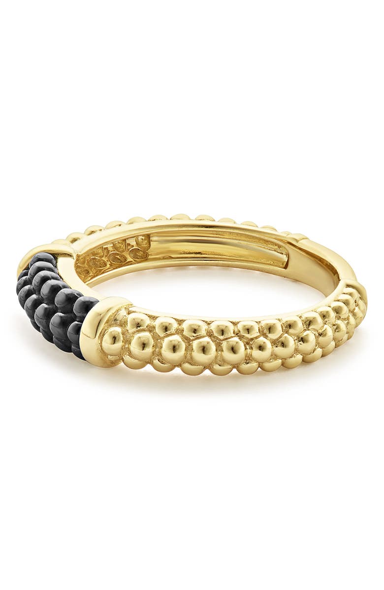 LAGOS Gold & Black Caviar Stacking Ring, Alternate, color, 