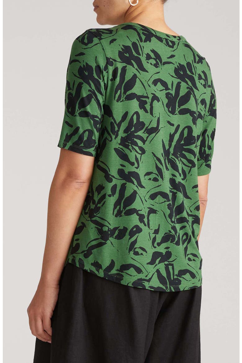 Lily Liquid Jersey V-Neck T-Shirt, Alternate, color, GREEN SGRAFITTO PRINT