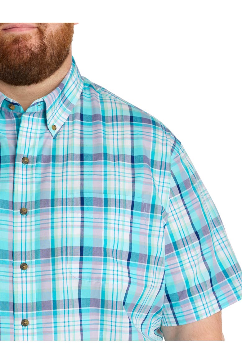 Big & Tall Easy-Care Medium Plaid Sport Shirt V6, Alternate, color, BLUE MULTI