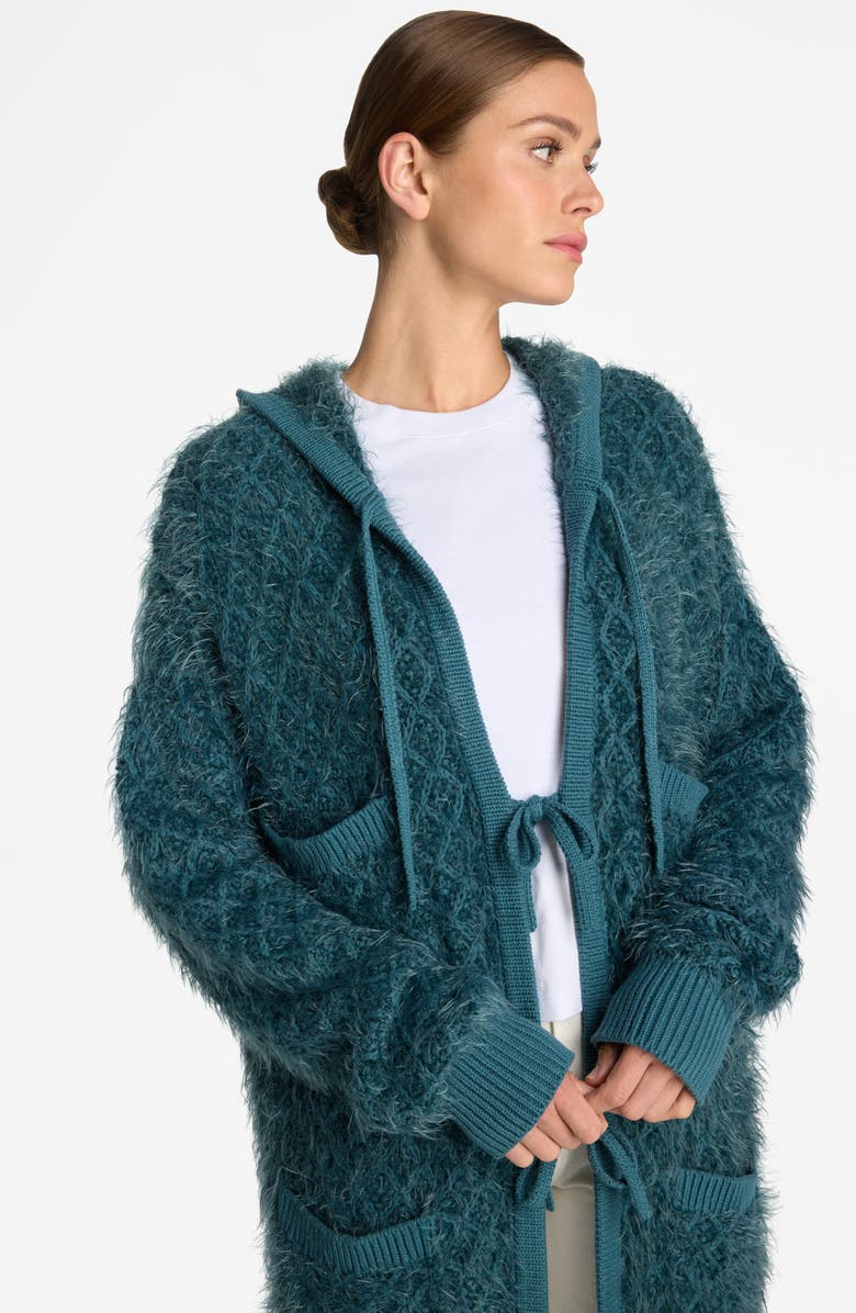 ST. JOHN Eyelash Diamond Knit Hooded Cardigan, Alternate, color, 