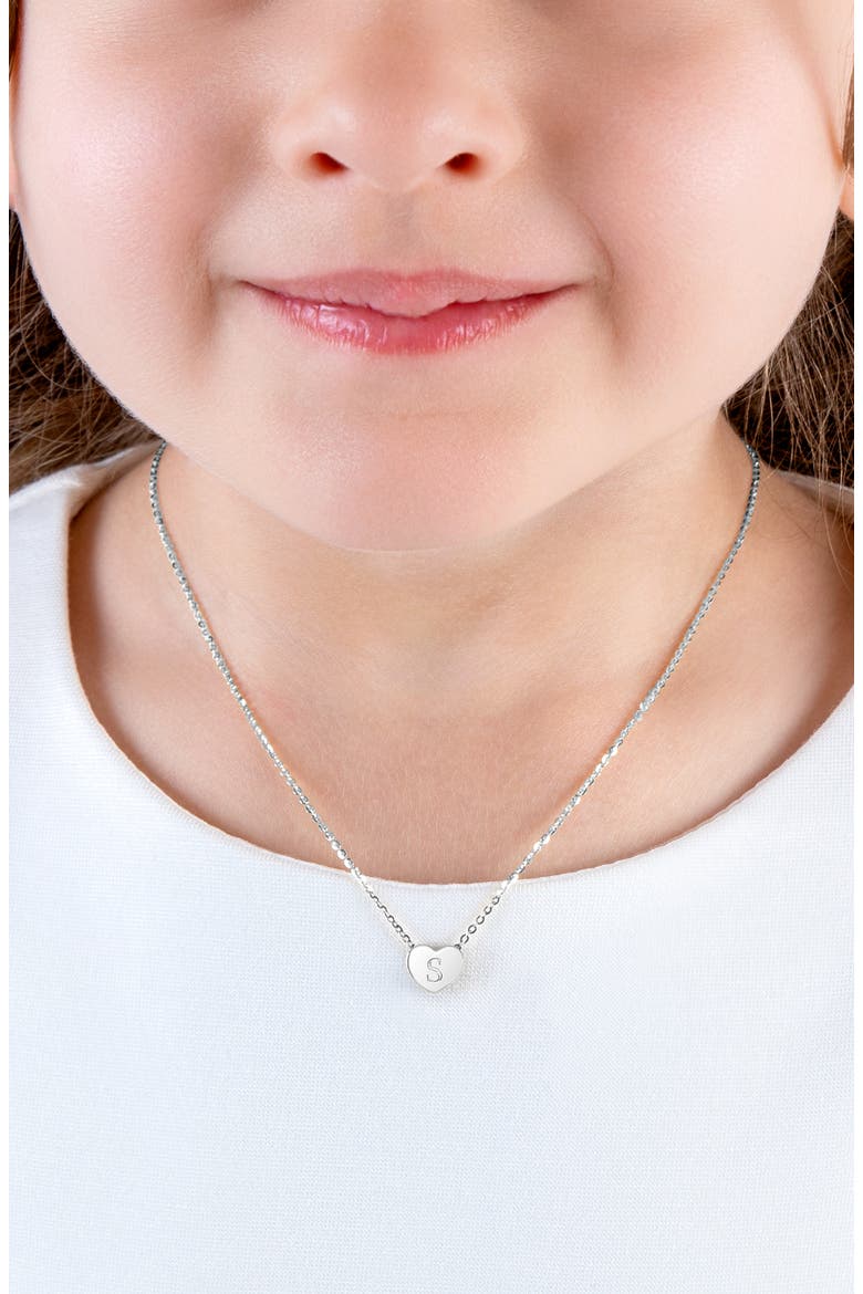 Sterling Silver Mini Sliding Heart & Engraved Initial 12-14" Necklace, Alternate, color, Silver - S