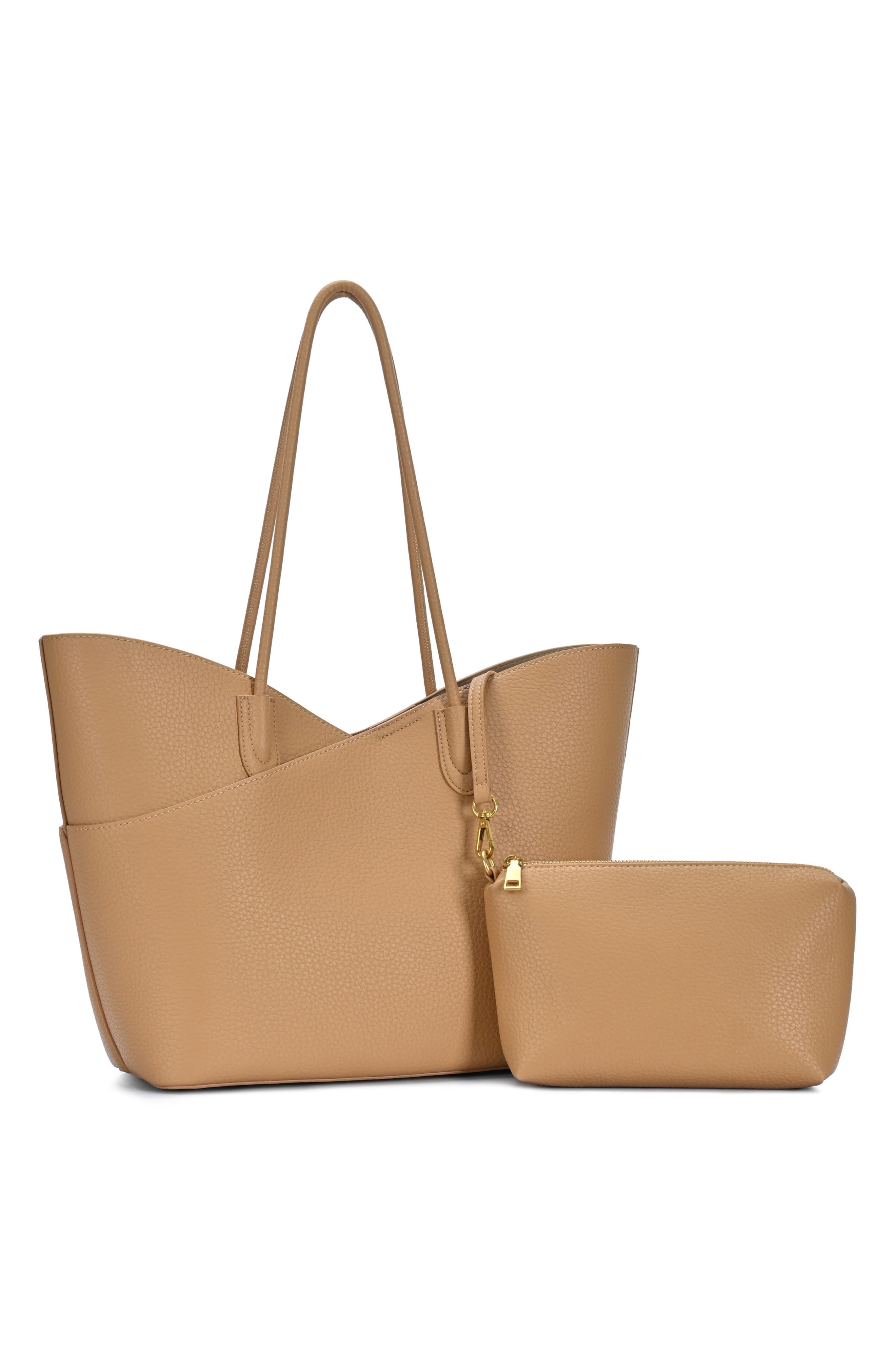 Crisscross Faux Leather Tote, Alternate, color, BEIGE