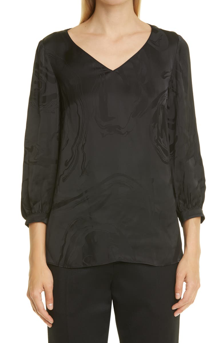 Lafayette 148 New York Arnette Jacquard Satin Blouse, Main, color,