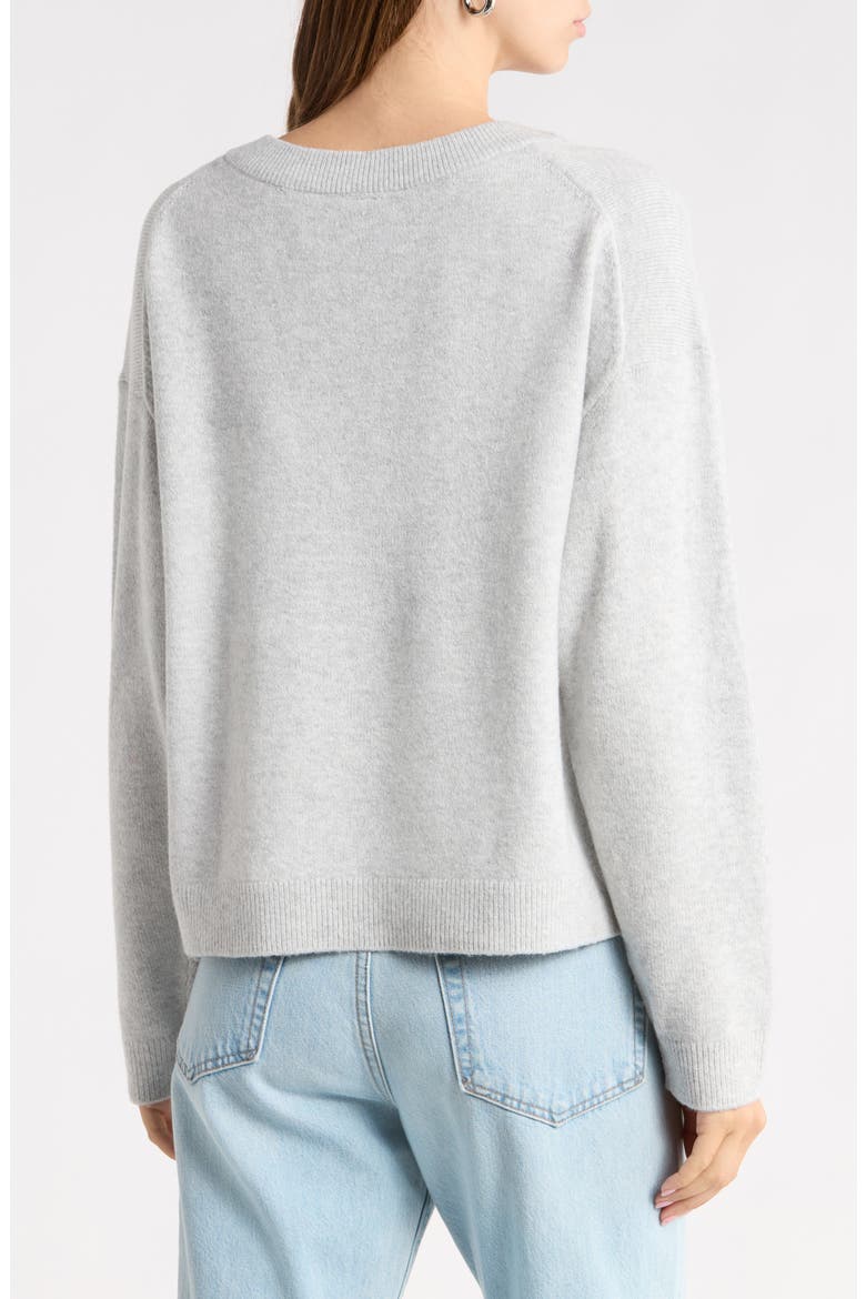 Cozy V-Neck Pullover Sweater, Alternate, color, GREY LIGHT HEATHER