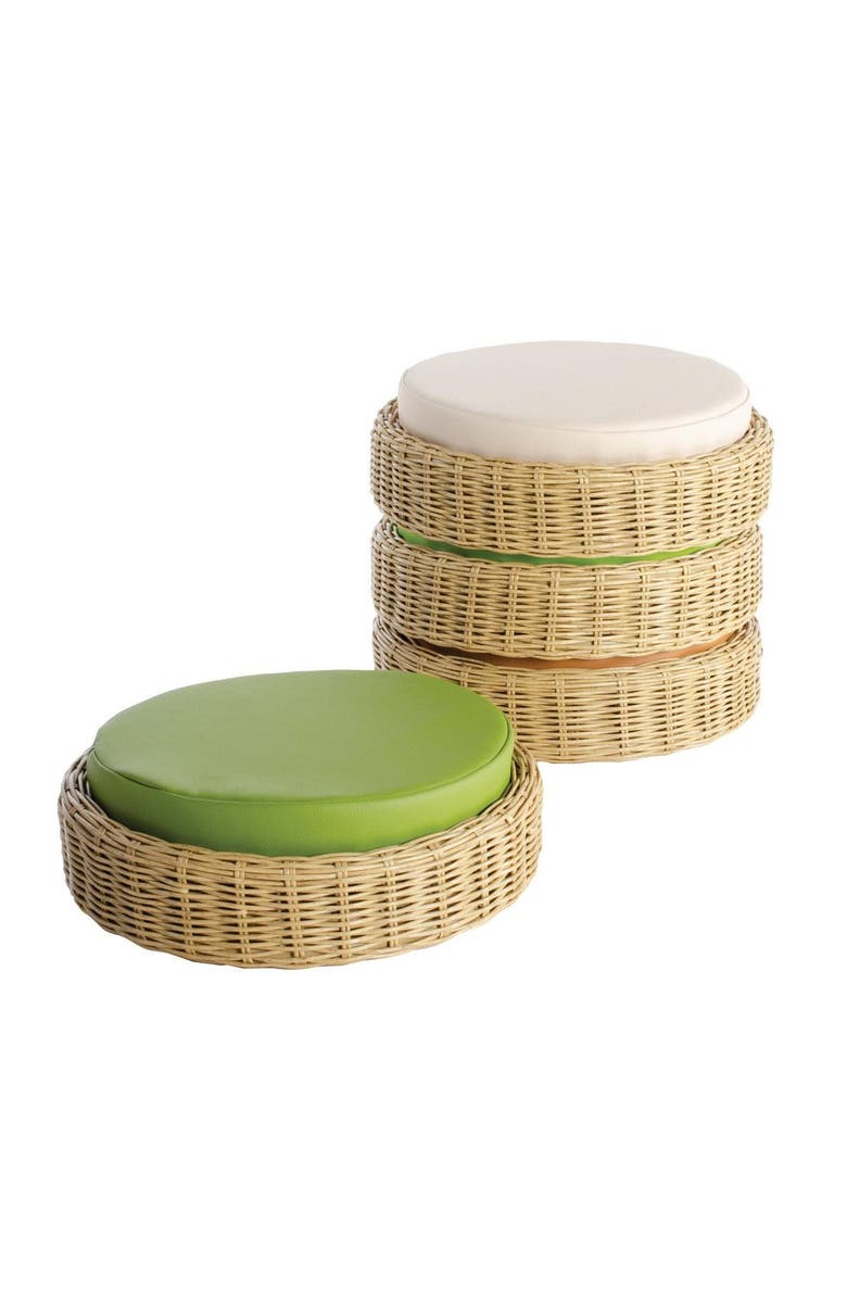 Kaplan Early Learning Company Washable Wicker Poufs - Set of 4, Alternate, color, Multicolored