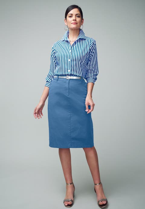 Stretch Cotton Chino Skirt (Plus Available)