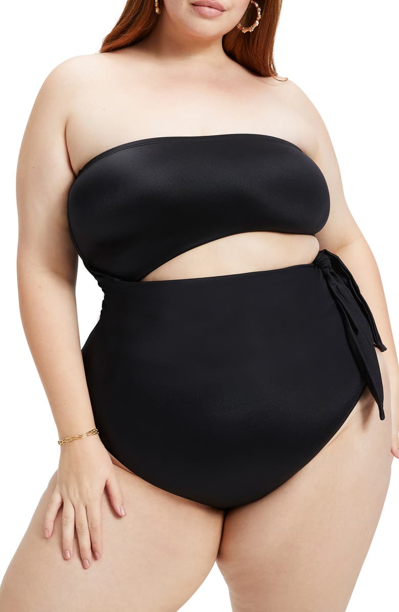 Good American Cutout One-Piece Swimsuit, Alternate, color, 