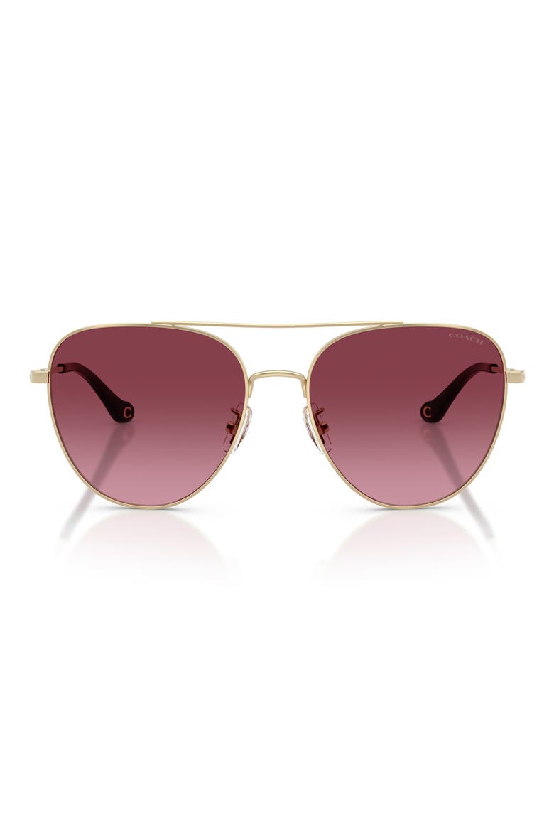 56mm Gradient Pilot Sunglasses, Main, color, LIGHT GOLD / MERLOT GRADIENT