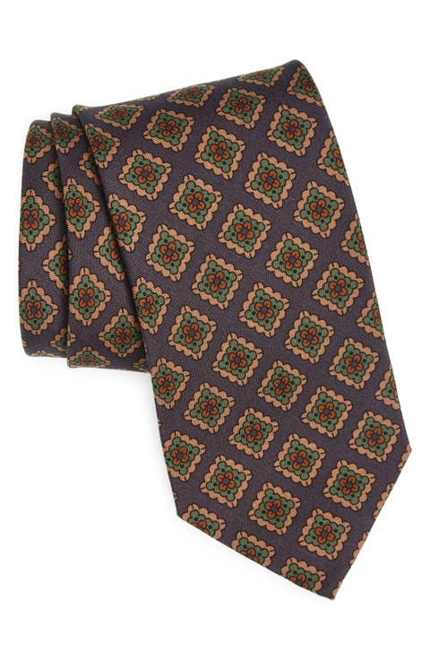 Flower Stamps Wool & Silk Tie