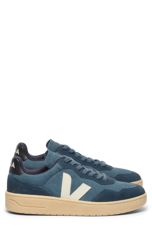 Veja V-90 Water Repellent Suede Sneaker In Black
