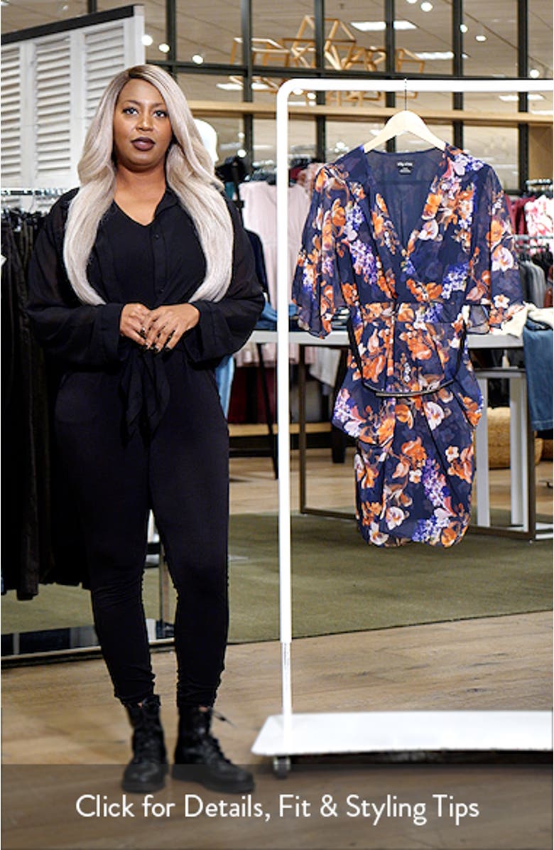 Floral Print Faux Wrap Minidress, sales video thumbnail