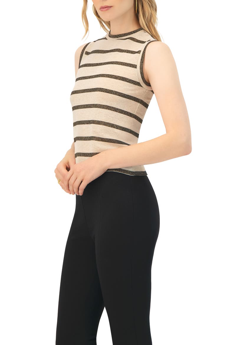 Striped Round Neck Blouse, Alternate, color, Sand