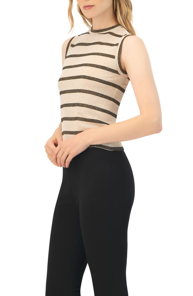 IVONNE Striped Round Neck Blouse, Alternate, color, Sand