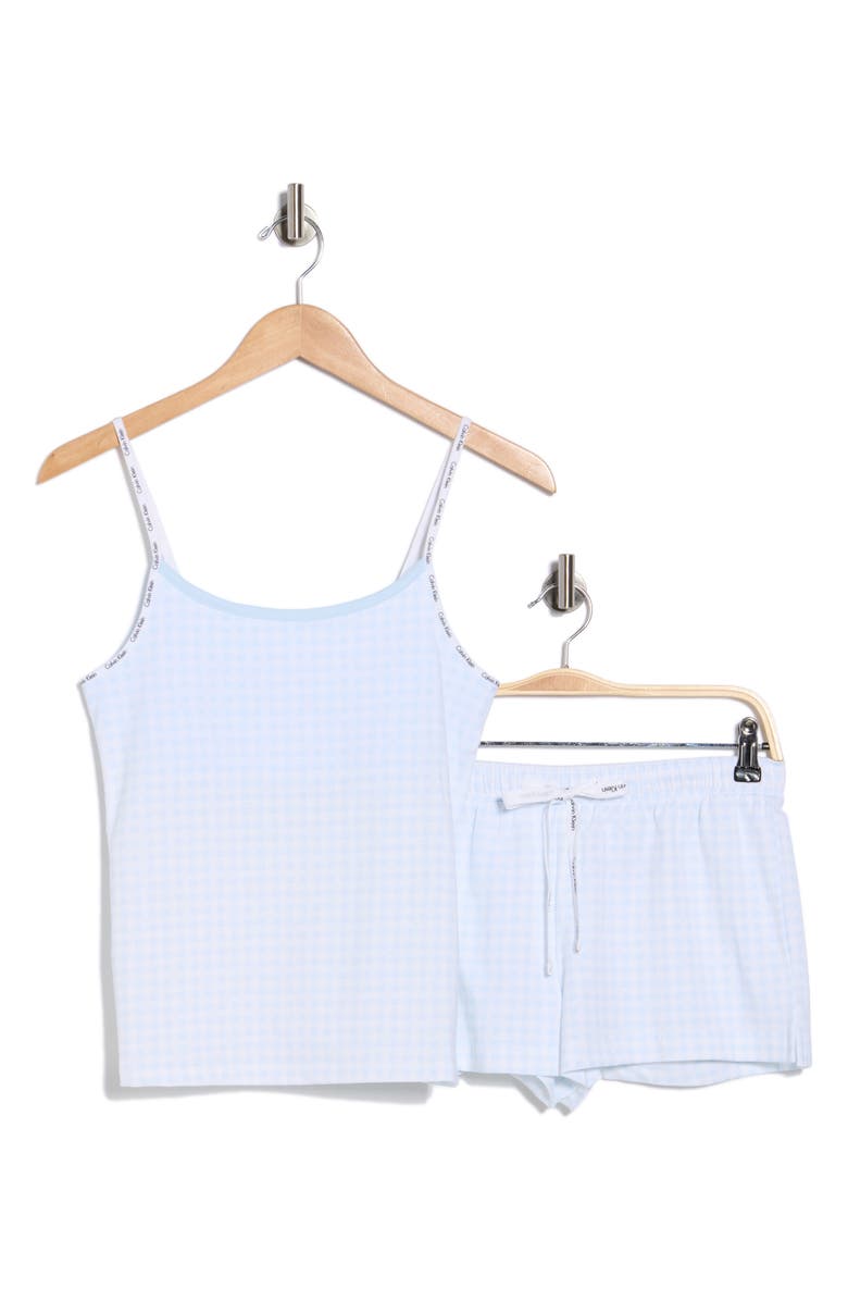 Calvin Klein Stretch Cotton Camisole & Shorts Pajamas, Alternate, color, Ck Gingham, Ice Water