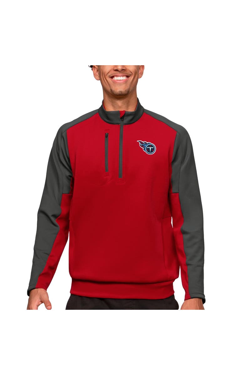 ANTIGUA Men's Antigua Red Tennessee Titans Team Quarter-Zip Pullover Top, Main, color, 