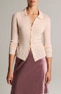 Vince Pointelle Knit Wool Collared Cardigan