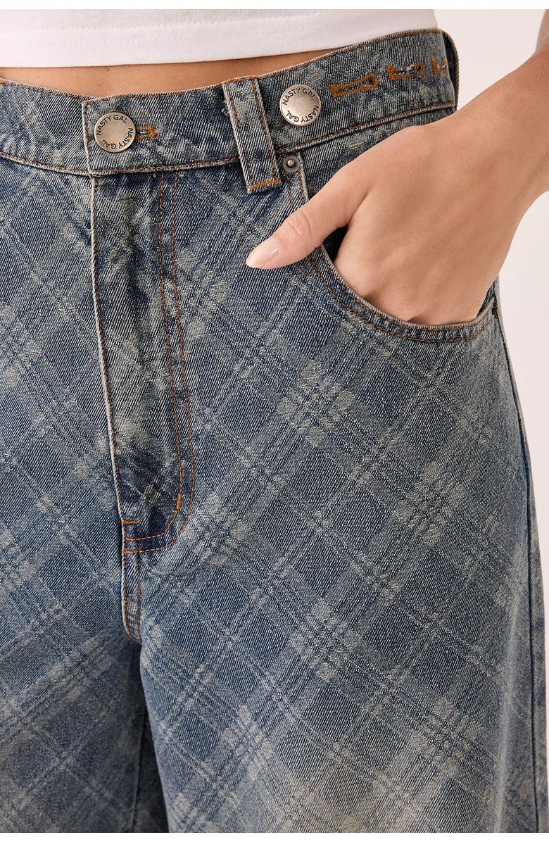 NASTY GAL Denim Distressed Straight Leg Jeans, Alternate, color, Authentic Midwash