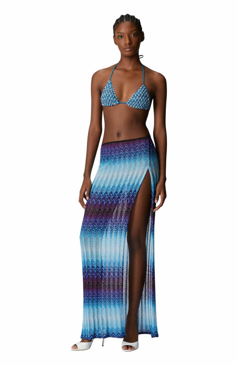 Missoni Long Skirt With Side Slit, Main, color, Blue