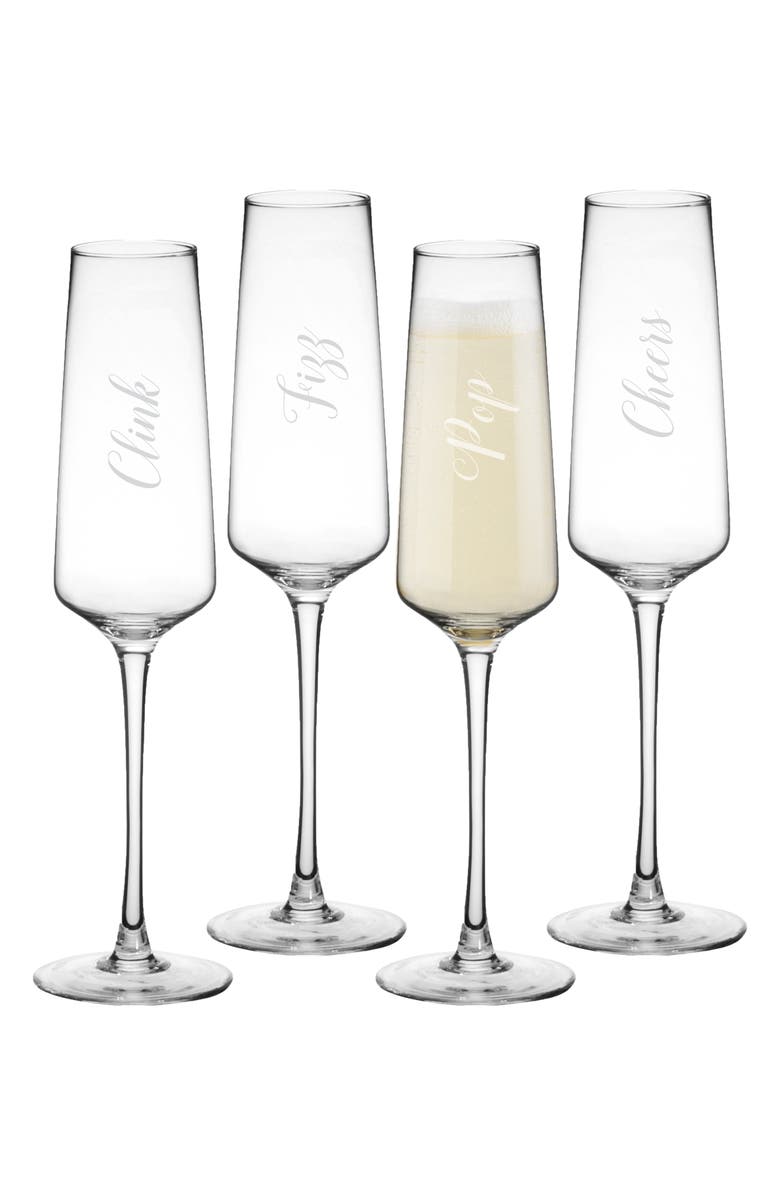 Cathy's Concepts Cheers Set of 4 Champagne Flutes, Alternate, color,