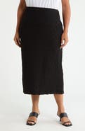 Eileen Fisher Crinkled Organic Cotton Blend Midi Skirt