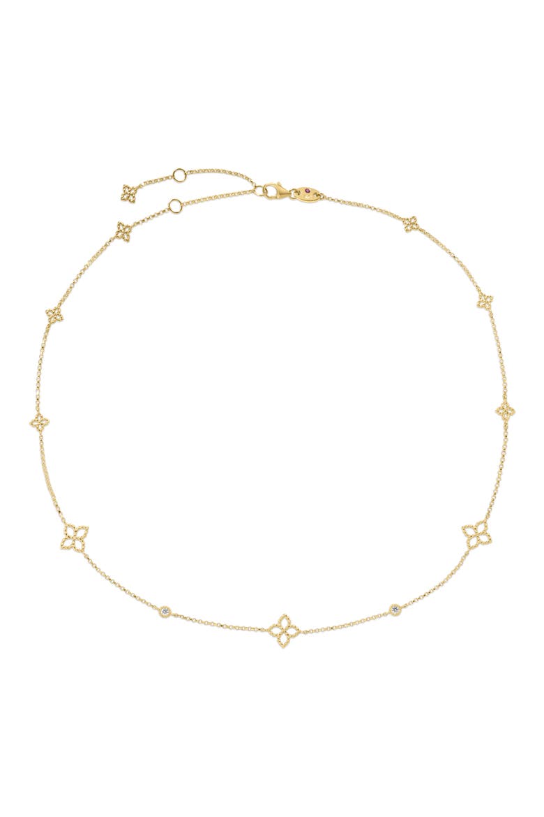 Principessa Diamond Flower Station Necklace, Main, color, YELLOW
