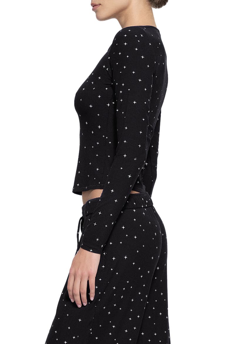 Soft Lounge Tie Front Top, Alternate, color, ONYX SPARKLE PRINT