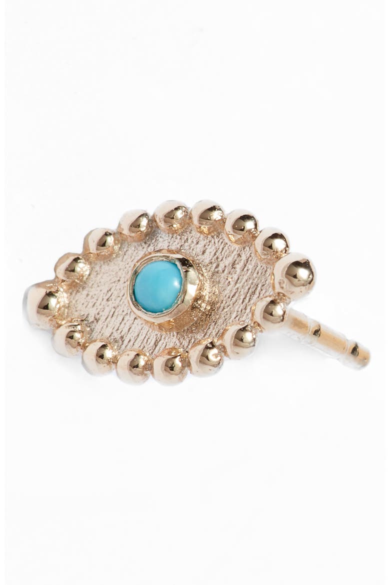 Dew Drop Turquoise Evil Eye Stud Earrings, Alternate, color, GOLD