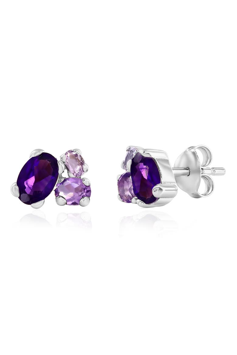 Multi-Oval Cubic Zirconia Stud Earrings, Main, color, PURPLE