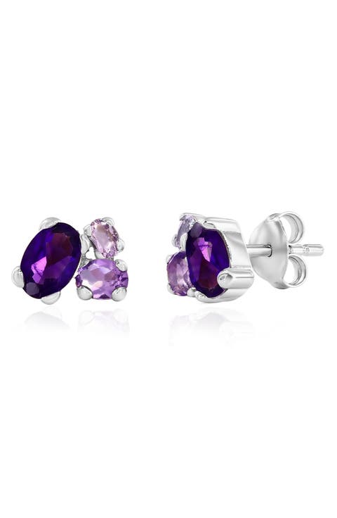 Multi-Oval Cubic Zirconia Stud Earrings