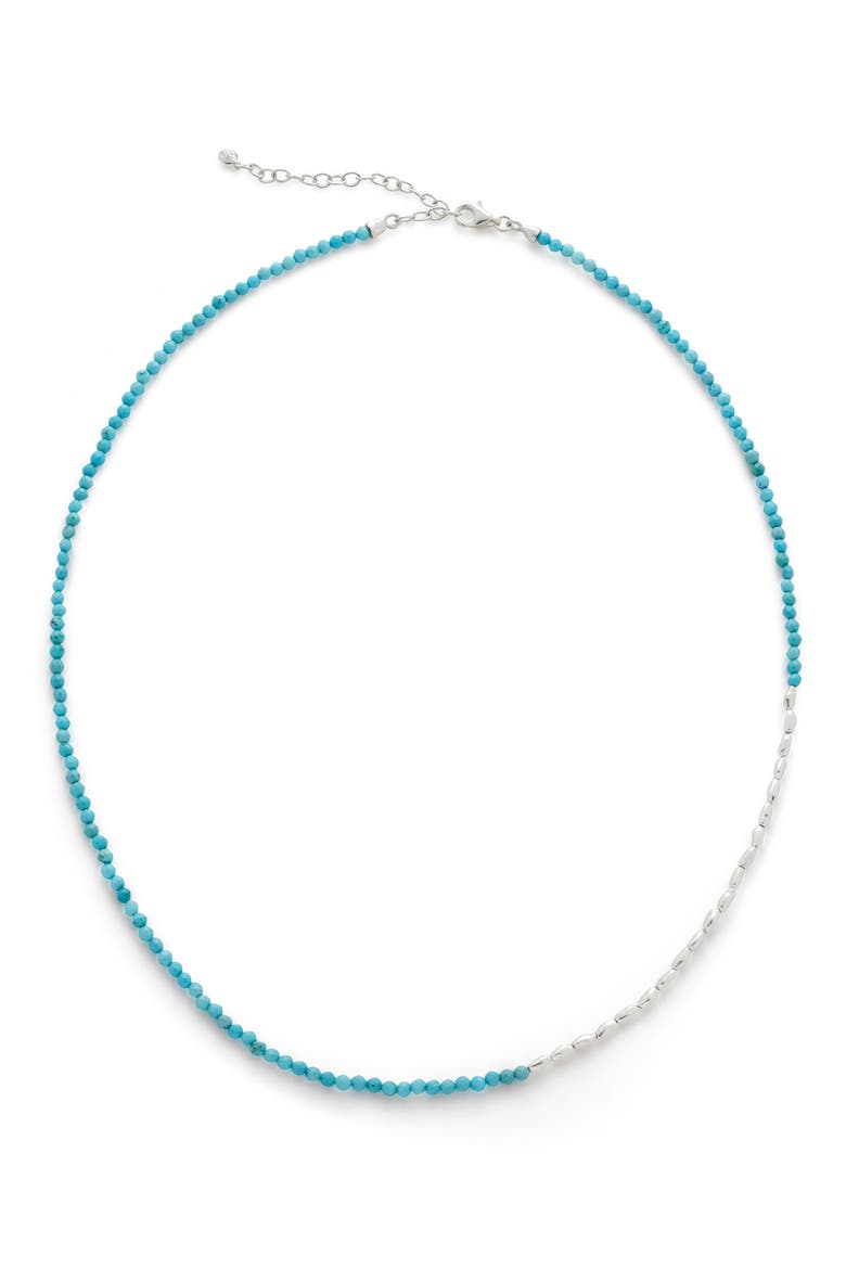 Mini Nugget Stone Beaded Necklace, Main, color, SILVER