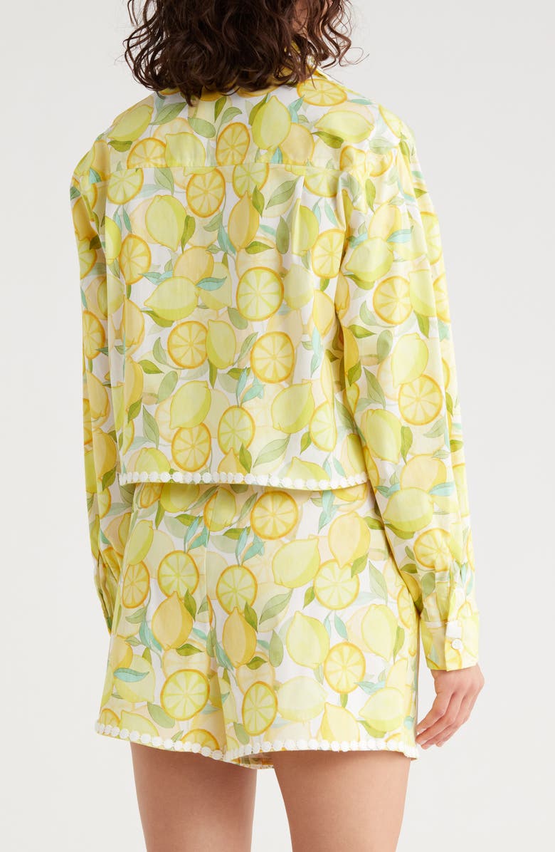 Avec Les Filles Button Down Crop Shirt, Alternate, color, Limoncello