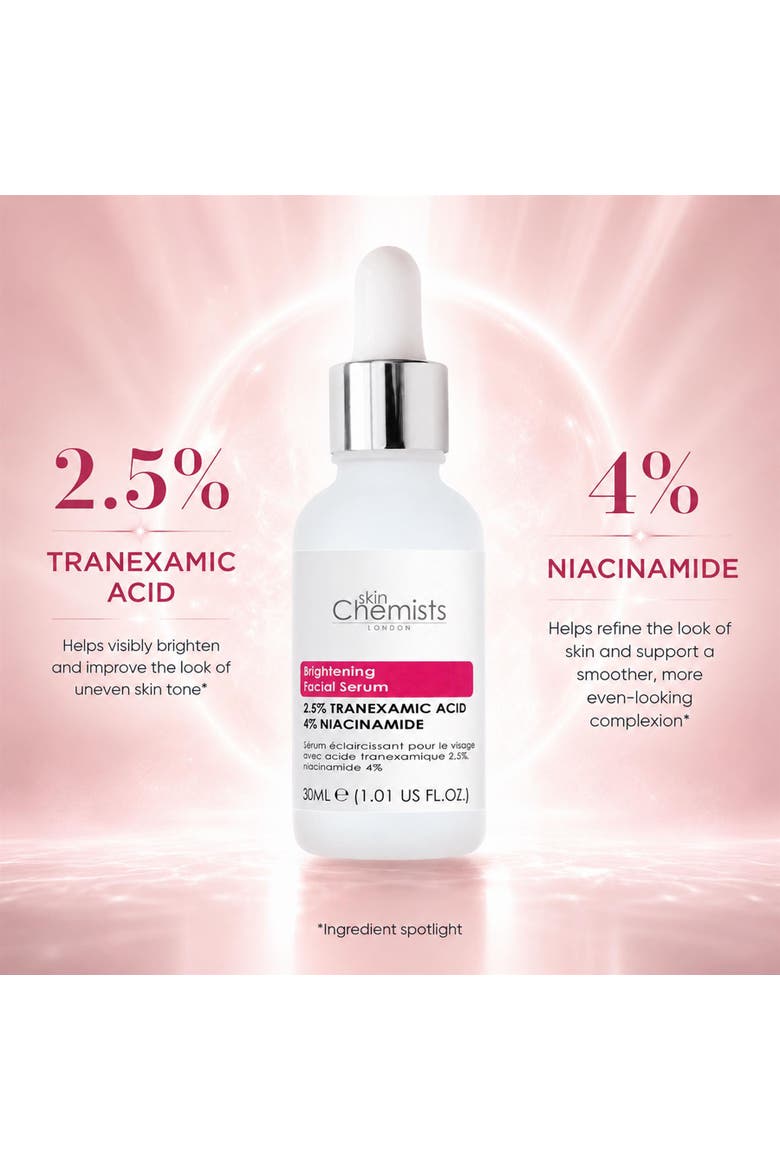 Brightening Tranexamic Acid 2.5%, Niacinamide 4% Facial Serum 30ml, Alternate, color, White