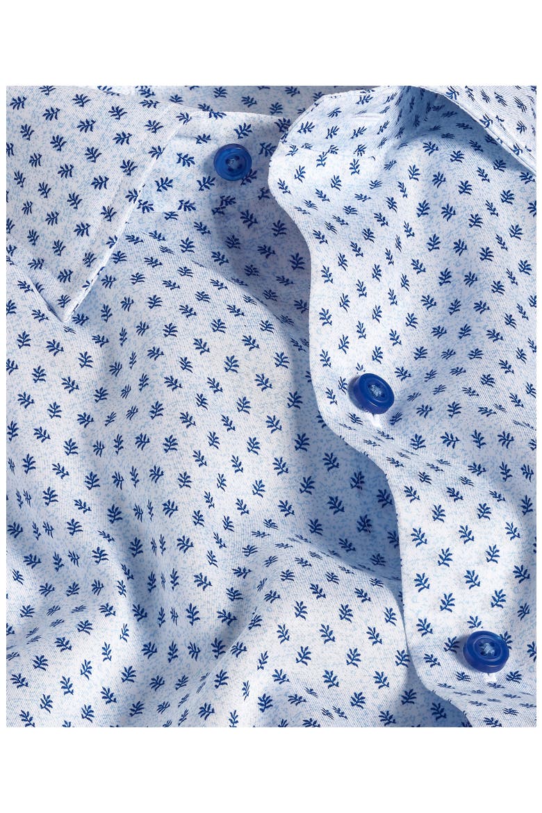 Leaf Print Short Sleeve Shirt, Alternate, color, SKY/ NAVY