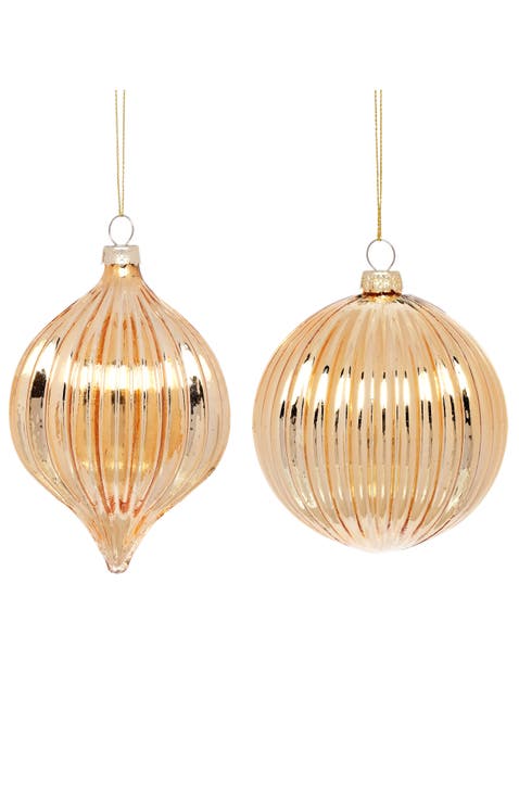 Ribbed Gold Ornament, Box of 6