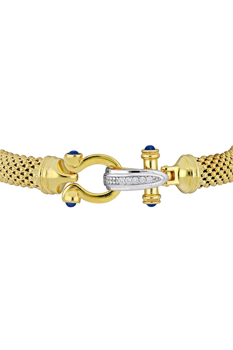 Blue & White Cubic Zirconia Popcorn Bangle, Alternate, color, Yellow-Plated