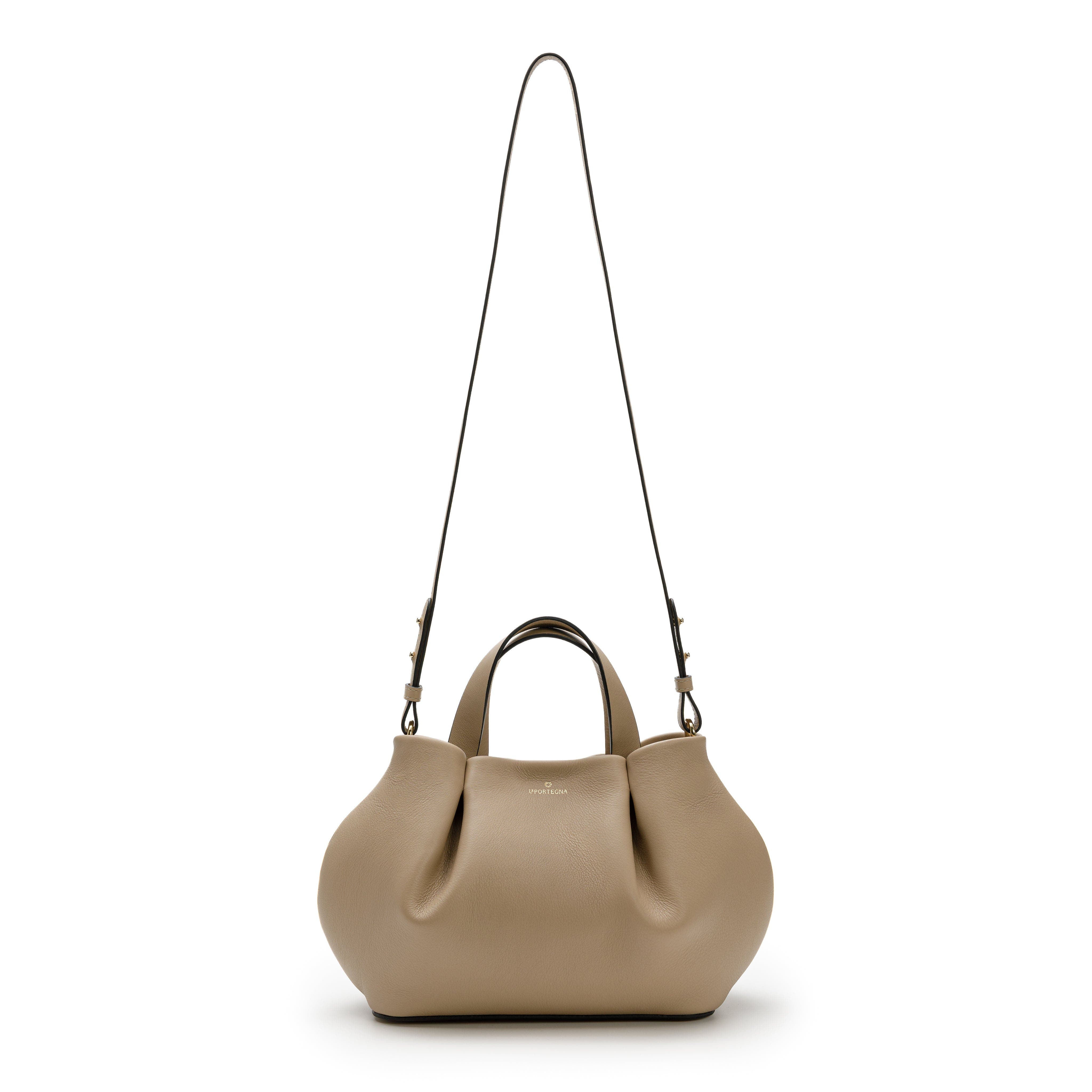 Isabela Shoulder Bag Sculpted From Full Grain Leather, Alternate, color, Taupe