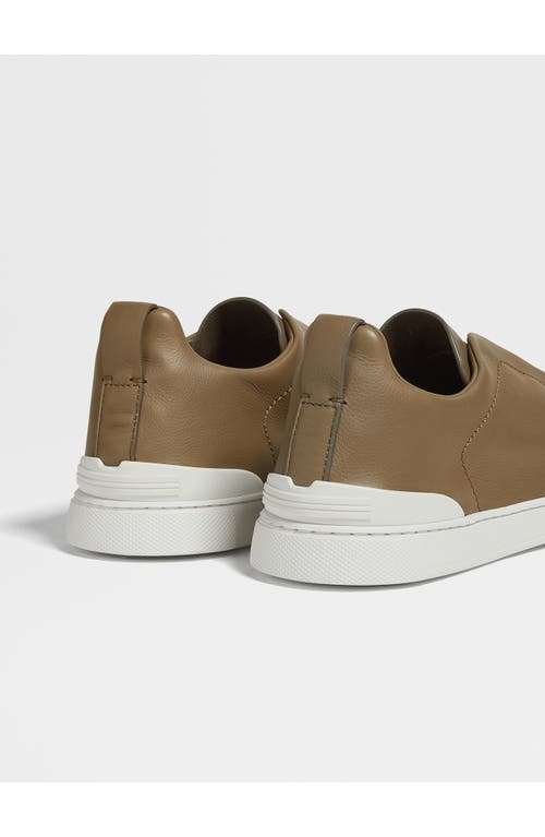Zegna Baskets Triple Stitch Secondskin Vert Olive Clair In Brown