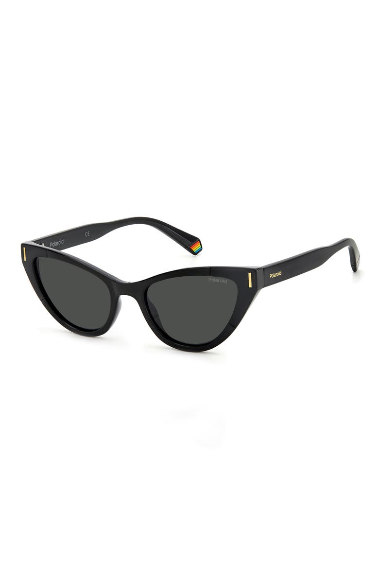 52mm Polarized Cat Eye Sunglasses, Alternate, color, BLACK / GRAY POLARIZED