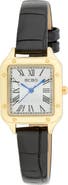BCBG Square Face Faux Leather Strap Watch, 25mm