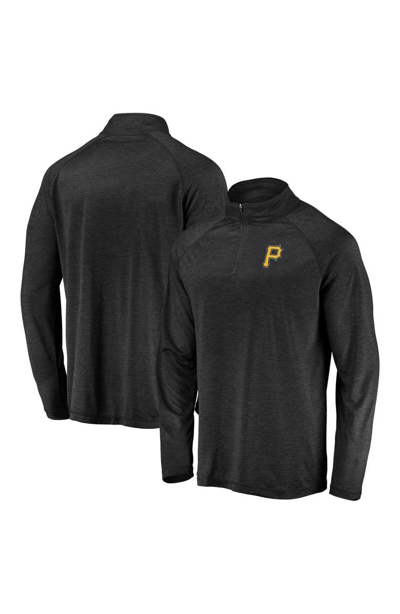 FANATICS Men's Fanatics Branded Black Pittsburgh Pirates Iconic Striated Primary Logo Raglan Quarter-Zip Pullover Jacket, Main, color,
