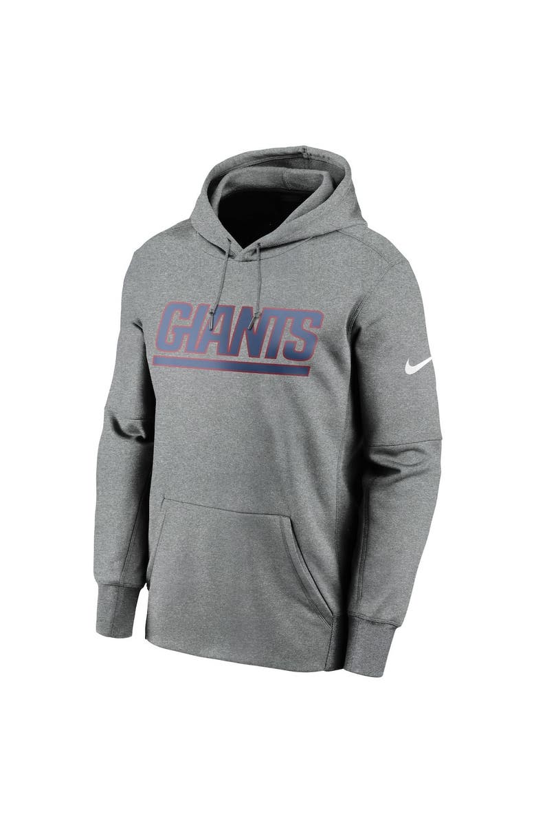 Nike Men's Nike Heathered Charcoal New York Giants Wordmark Therma Performance Pullover Hoodie, Alternate, color, 